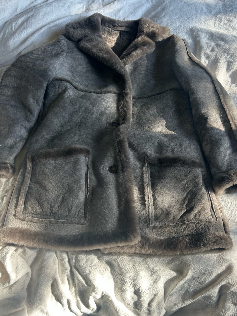Saywer of Napa California grey/beige sherling jacket. Size 12